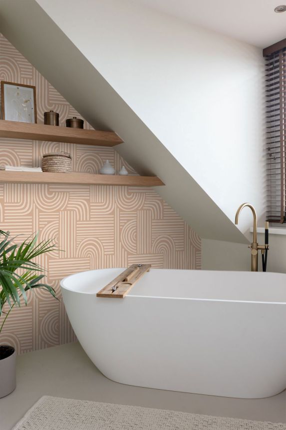 Geometric wallpaper, pink and brown, 139936, Color Pop, Esta Home