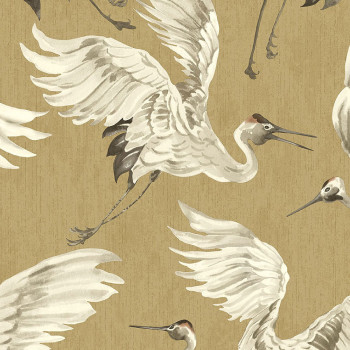 Non-woven ocher non-woven wallpaper, birds in flight 317351, Oasis, Eijffinger