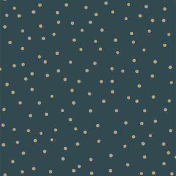 Dark blue non-woven wallpaper, gold polka dots 139276, Forest Friends, Esta