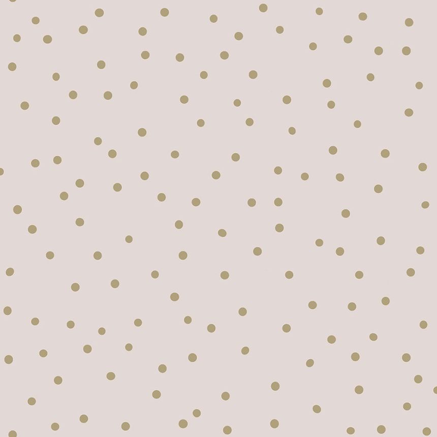 Old pink non-woven wallpaper, gold polka dots 139274, Forest Friends, Esta