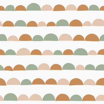 Non-woven white wallpaper, colored hemispheres 139267, Forest Friends, Esta