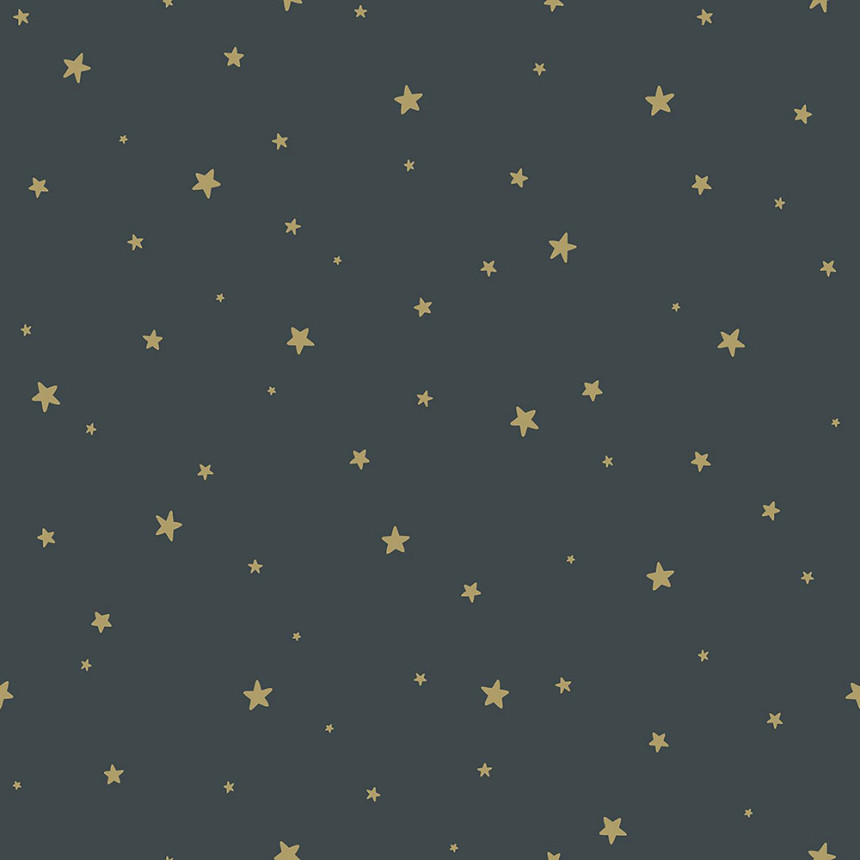 Gray-blue non-woven wallpaper with golden stars 139261, Forest Friends, Esta