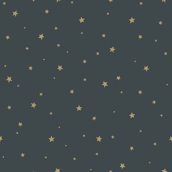 Gray-blue non-woven wallpaper with golden stars 139261, Forest Friends, Esta