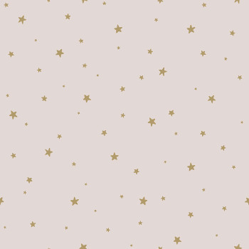 Old pink non-woven wallpaper with golden stars 139260, Forest Friends, Esta