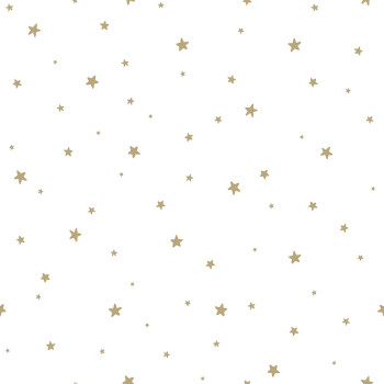 Non-woven white wallpaper with gold stars 139259, Forest Friends, Esta