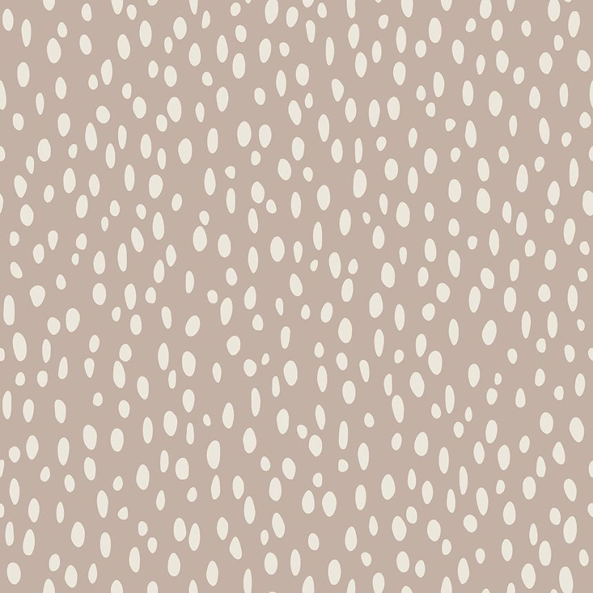 Brown non-woven wallpaper with white irregular ovals 139255, Forest Friends, Esta