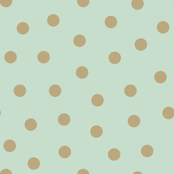 Menthol non-woven wallpaper with gold polka dots 139245, Forest Friends, Esta