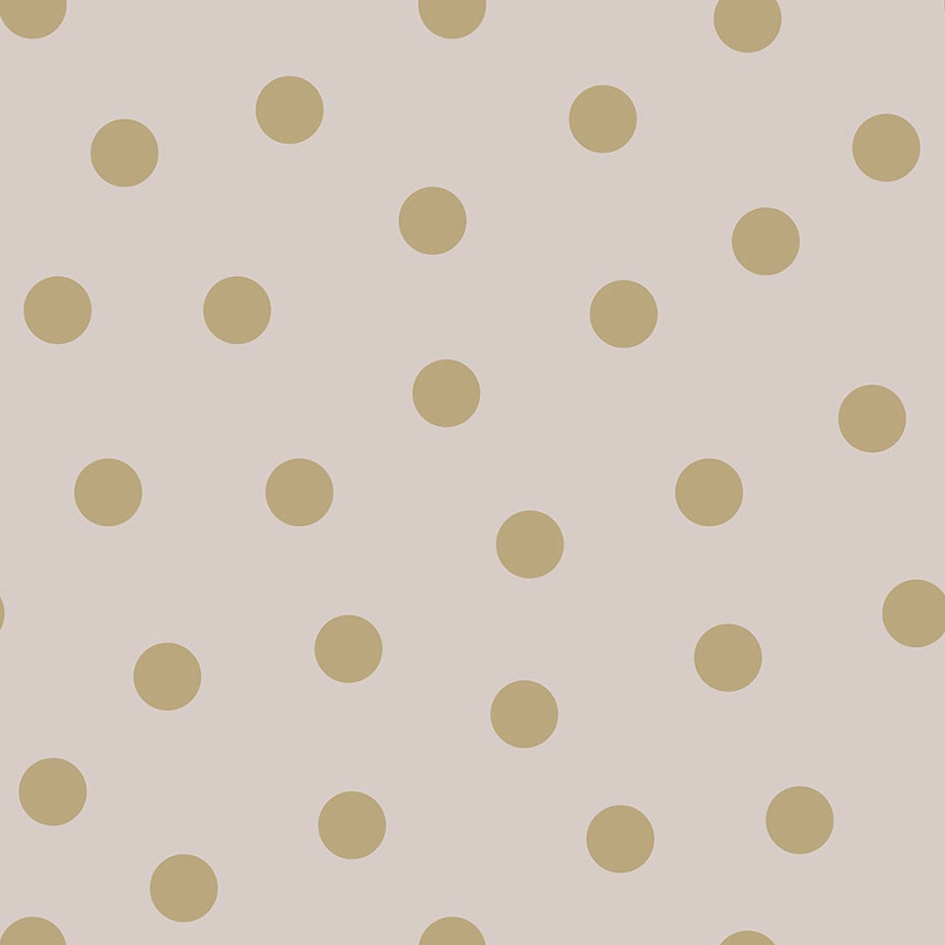 Old pink non-woven wallpaper with gold polka dots 139244, Forest Friends, Esta
