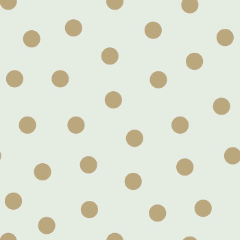 Menthol non-woven wallpaper with golden polka dots 139243, Forest Friends, Esta