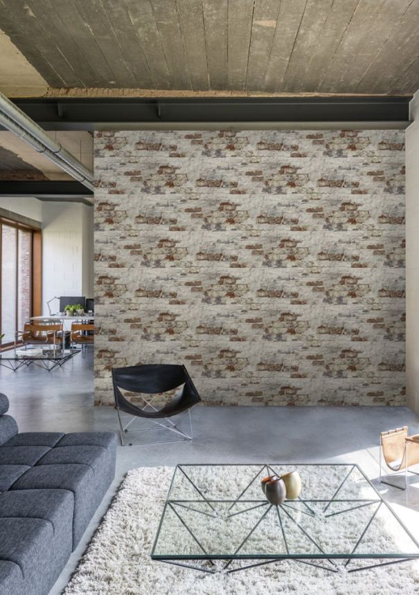 Gray on-woven wallpaper Bricks, brick wall WL3301, Wanderlust, Grandeco