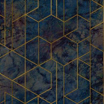 Blue, geometric marble non-woven wallpaper WL2503, Wanderlust, Grandeco