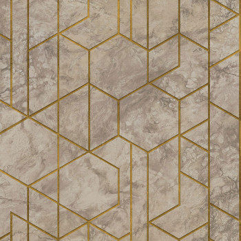 Brown, geometric marble non-woven wallpaper  WL2502, Wanderlust, Grandeco