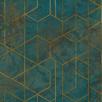 Green, geometric marble non-woven wallpaper  WL2501, Wanderlust, Grandeco