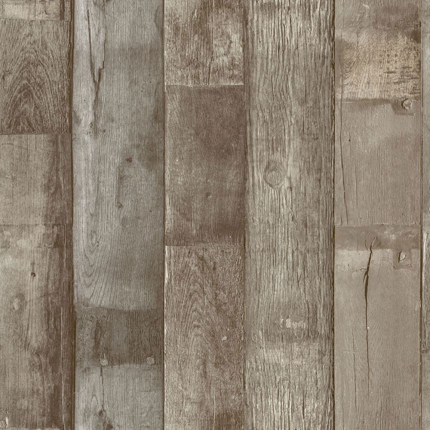 Brown-beige non-woven wood effect wallpaper WL1403, Wanderlust, Grandeco
