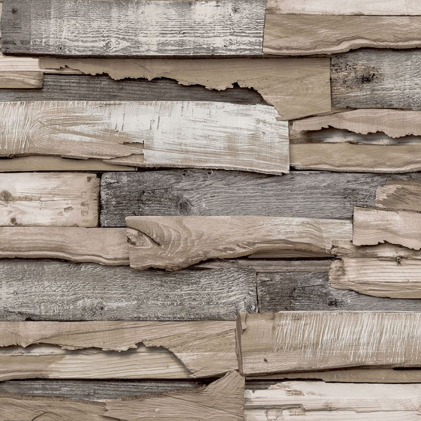 Non-woven wood effect wallpaper, wooden planks WL1002, Wanderlust, Grandeco