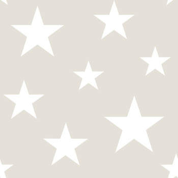 Gray non-woven wallpaper with white stars 128866, Little Bandits, Esta