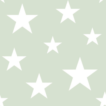 Menthol green wallpaper with white stars 128865, Little Bandits, Esta