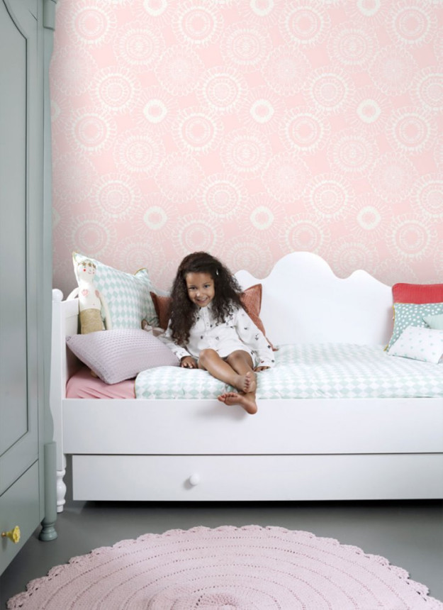 White-pink non-woven floral wallpaper 128860, Little Bandits, Esta