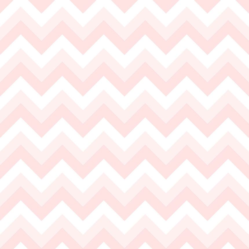 White-pink non-woven wallpaper, geometric zigzag pattern 128857, Little Bandits, Esta