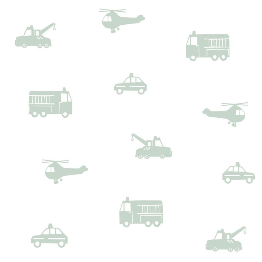 Non-woven wallpaper for boys Cars, helicopters 128856, Little Bandits, Esta