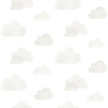 Non-woven wallpaper white with gray clouds 138945, Little Bandits, Esta