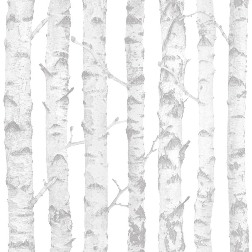 Gray and white non-woven wallpaper Trees 138944, Little Bandits, Esta