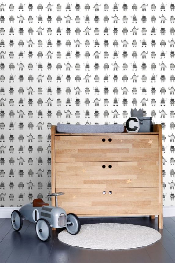 Non-woven wallpaper for children, Robots 138939, Little Bandits, Esta