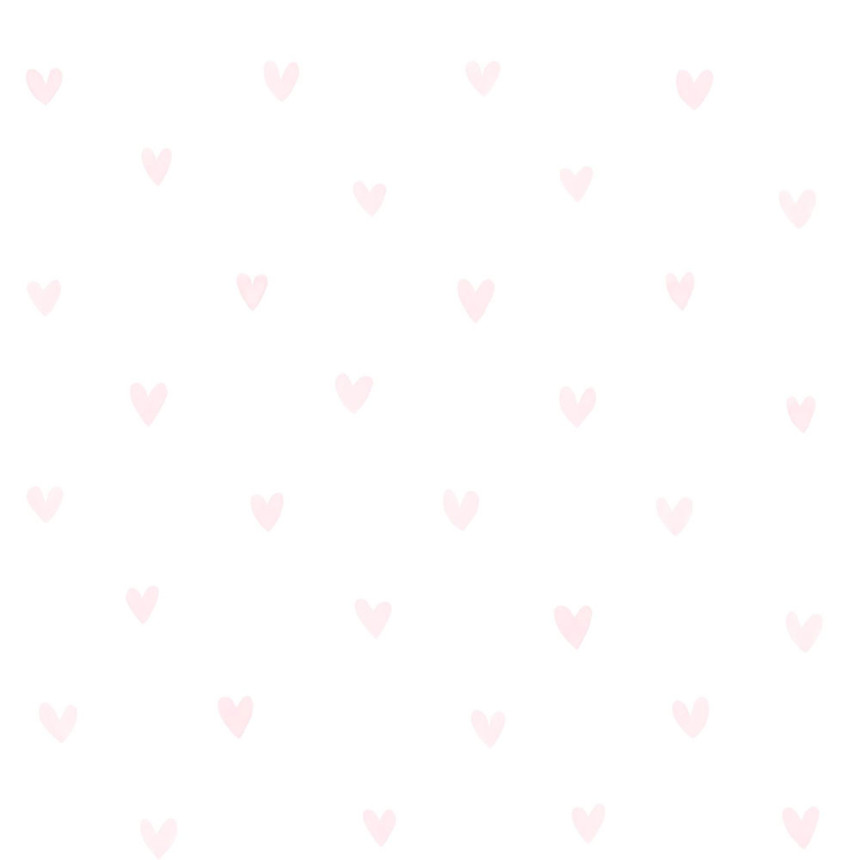 White non-woven wallpaper with pink vintage hearts 138915, Little Bandits, Esta