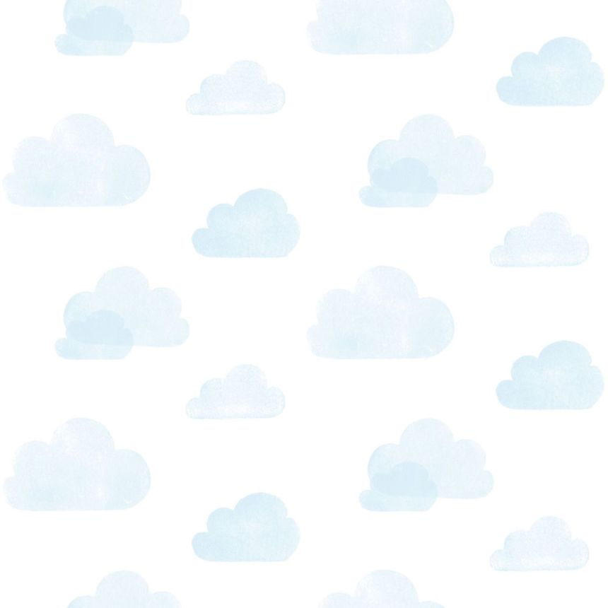 Non-woven white wallpaper with blue clouds 138930, Little Bandits, Esta