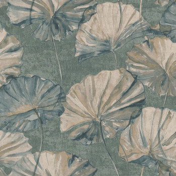 Romantic non-woven wallpaper, water lily flowers motif EE2005, Elementum, Grandeco