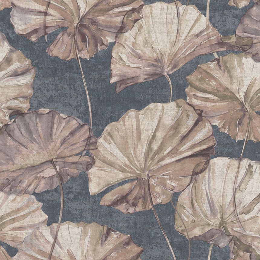 Non-woven wallpaper, romantic motif of water lily flowers EE2003, Elementum, Grandeco
