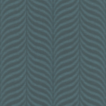 Non-woven wallpaper green, graphic pattern of feathers EE1304, Elementum, Grandeco