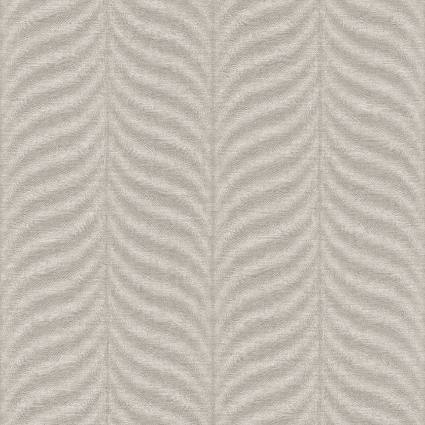 Brown-beige non-woven wallpaper, graphic pattern of feathers EE1303, Elementum, Grandeco