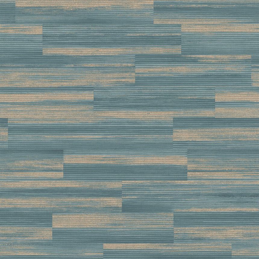 Green-blue non-woven wallpaper with raffia look EE1108, Elementum, Grandeco