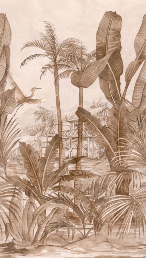 Non-woven wall mural Safari, palm trees, leaves A53501, 159 x 280 cm, One roll, one motif, Grandeco