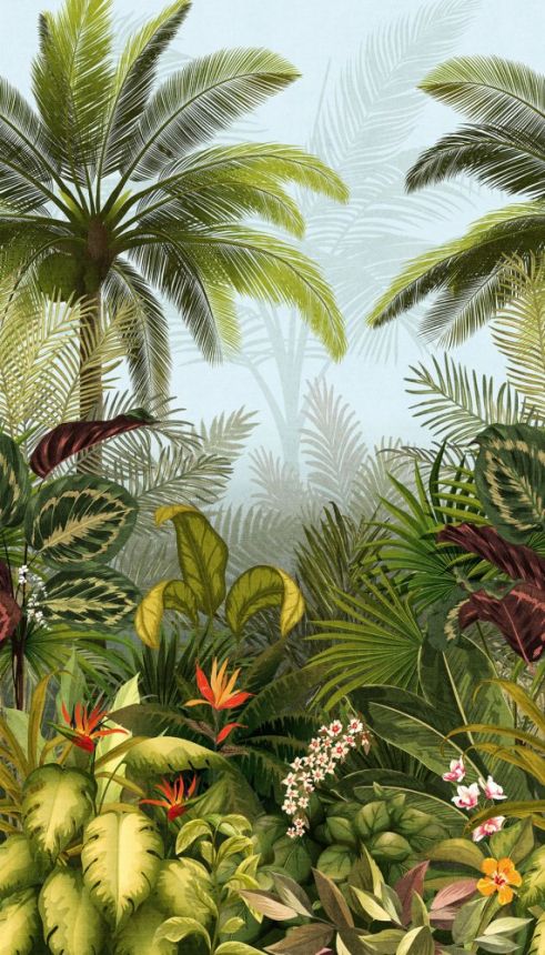 Non-woven wall mural Palm trees and tropical leaves JF6001, 159 x 280 cm, One roll, Grandeco