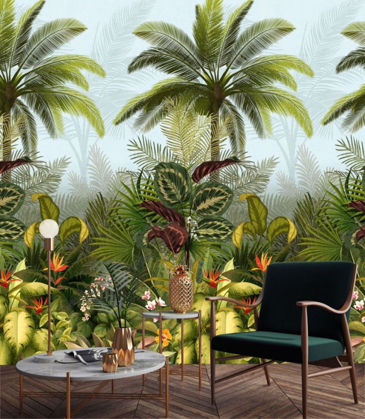 Non-woven wall mural Palm trees and tropical leaves JF6001, 159 x 280 cm, One roll, Grandeco