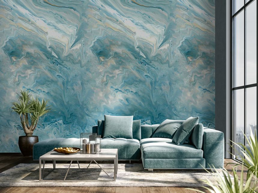 Non-woven wall mural, imitation of blue marble A54202, 159 x 280 cm, One roll, one motif, Grandeco