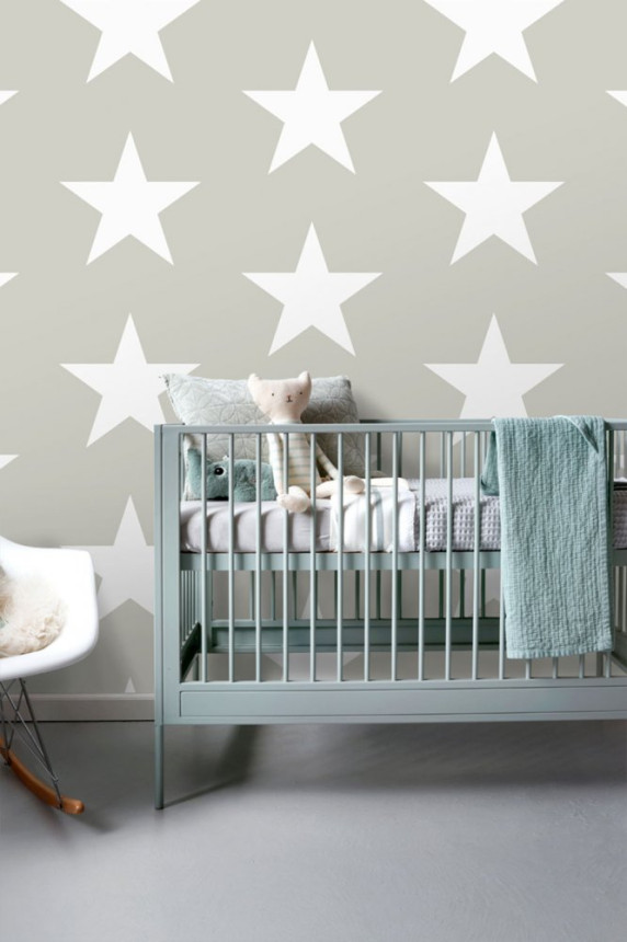 Non-woven wallpaper gray with white stars 138947, Regatta Crew, Esta Home