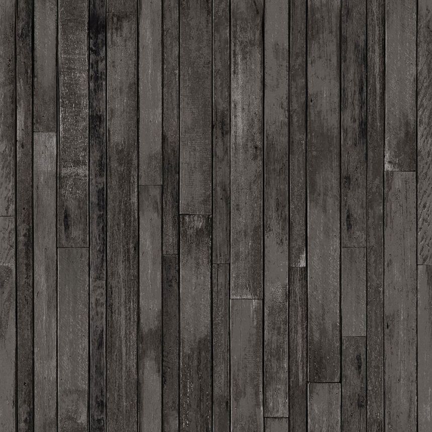 Dark brown non-woven effect wood wallpaper 138815, Regatta Crew, Esta