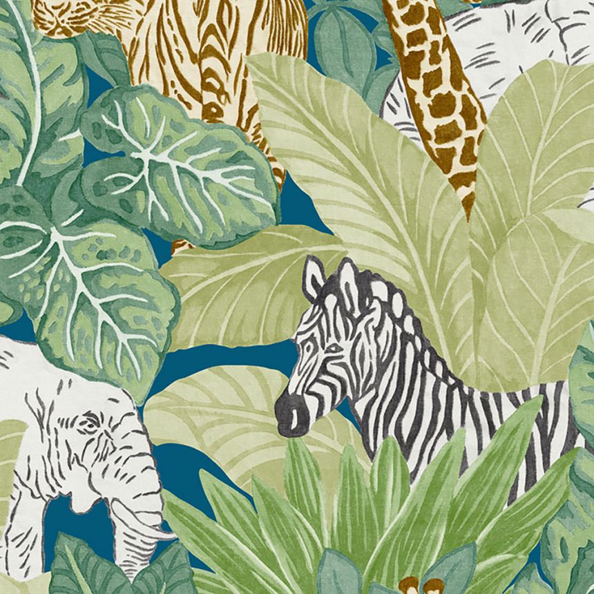 Non-woven wallpaper with animals in the jungle GV24281, Good Vibes, Decoprint