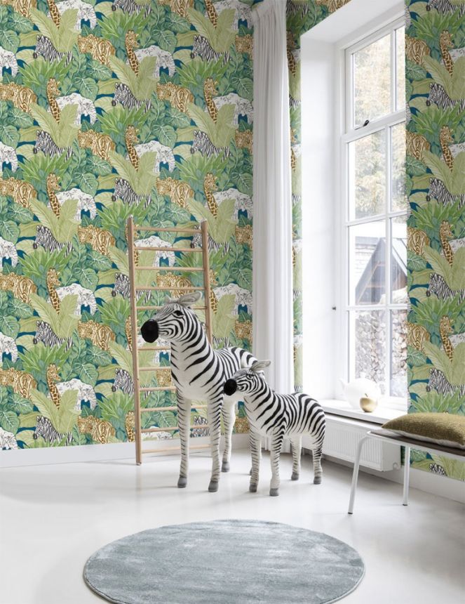 Non-woven wallpaper with animals in the jungle GV24281, Good Vibes, Decoprint