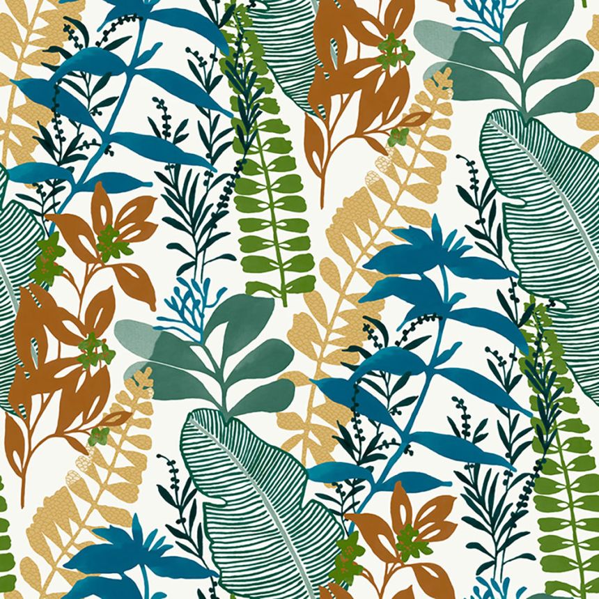 Non-woven wallpaper with plants and leaves GV24276, Good Vibes, Decoprint