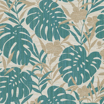 Non-woven wallpaper, Leaves, monstera, orchids, CE3109, Aurora 2022, Grandeco