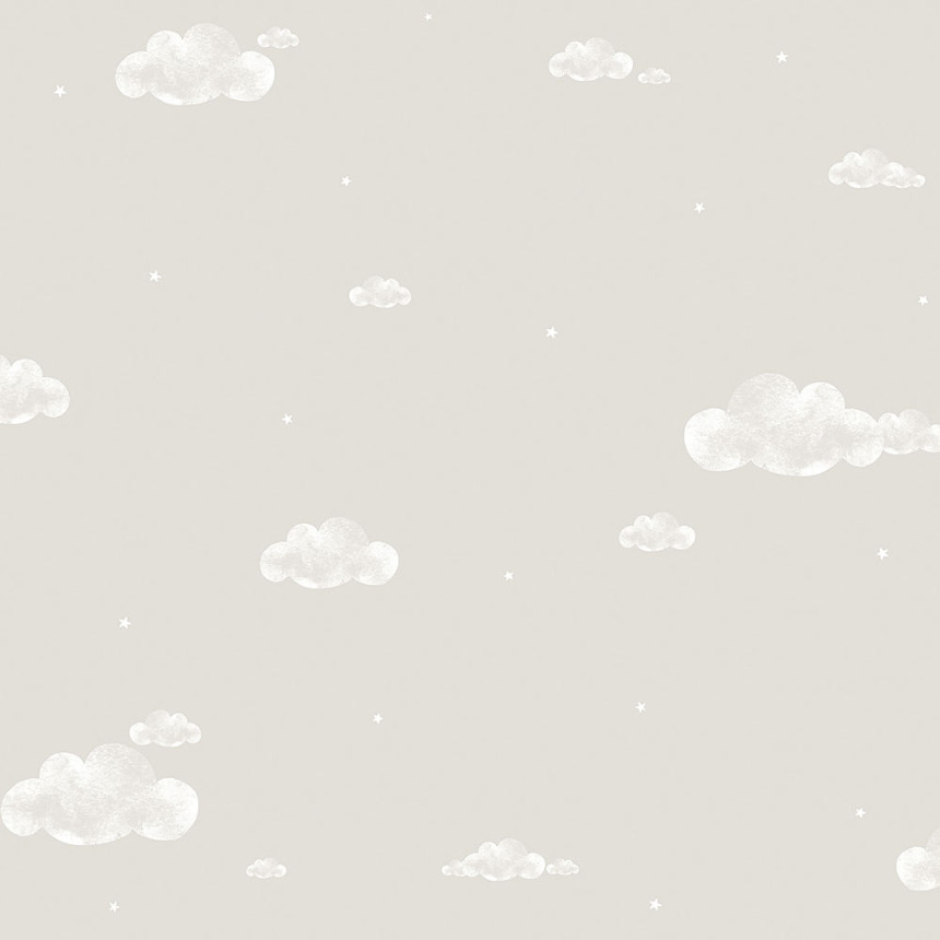 Paper gray wallpaper, clouds, sky, stars 458-4, Pippo, ICH Wallcoverings