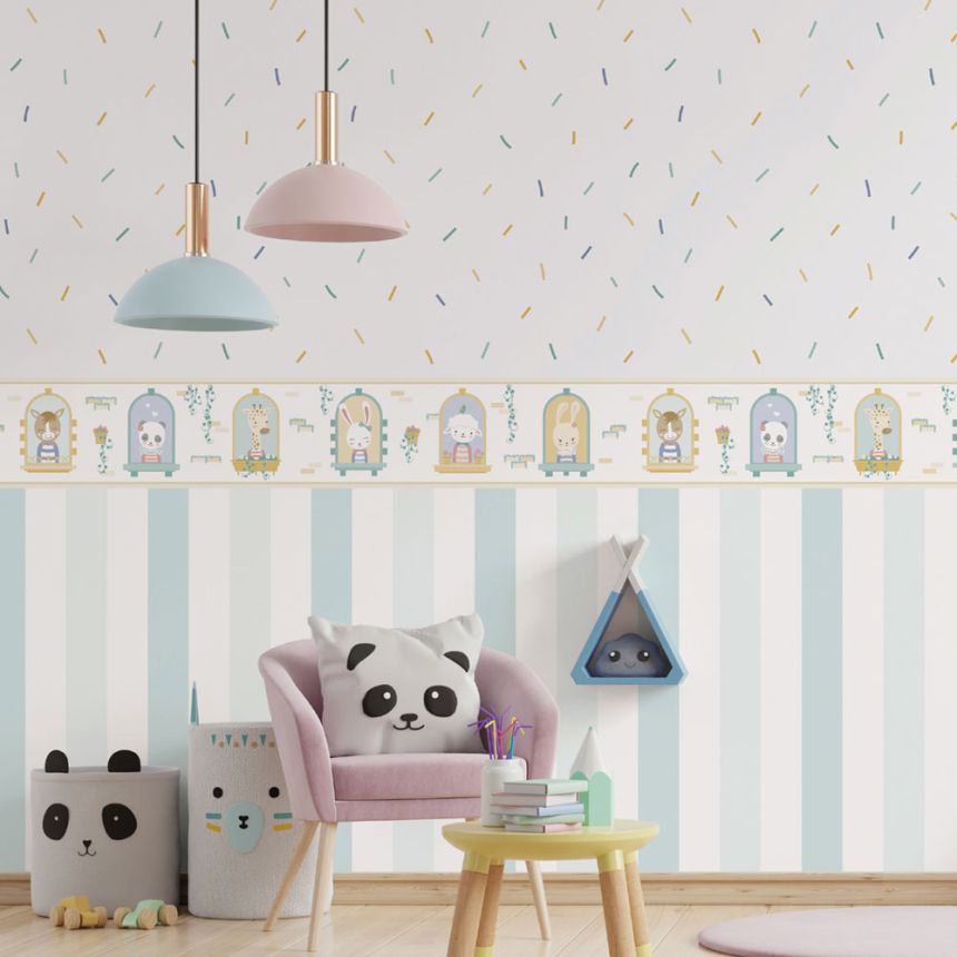 Paper wallpaper with coloured lines 453-2, Pippo, ICH Wallcoverings