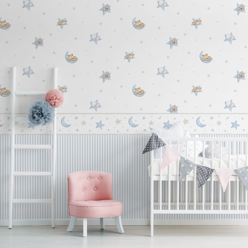Paper children's wallpaper with animals and stars 450-3, Pippo, ICH Wallcoverings