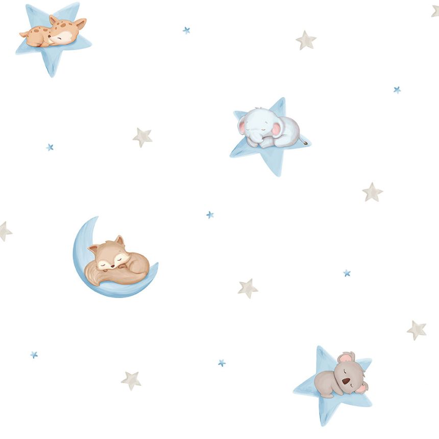 Paper children's wallpaper with animals and stars 450-1, Pippo, ICH Wallcoverings