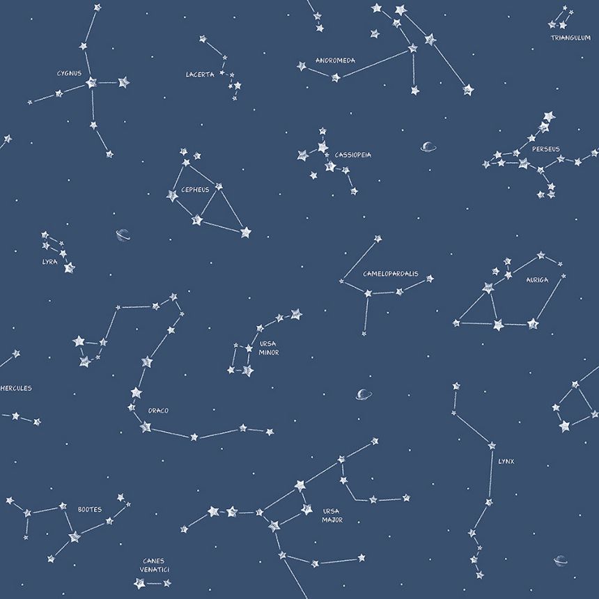 Blue paper wallpaper Constellations 3361-1, Oh lala, ICH Wallcoverings