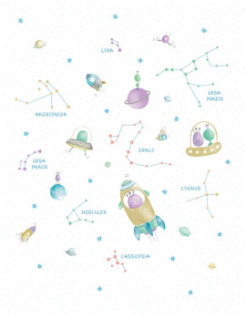 Children's non-woven wall mural Universe 3552-2, 212 x 275 cm, Oh lala, ICH Wallcoverings